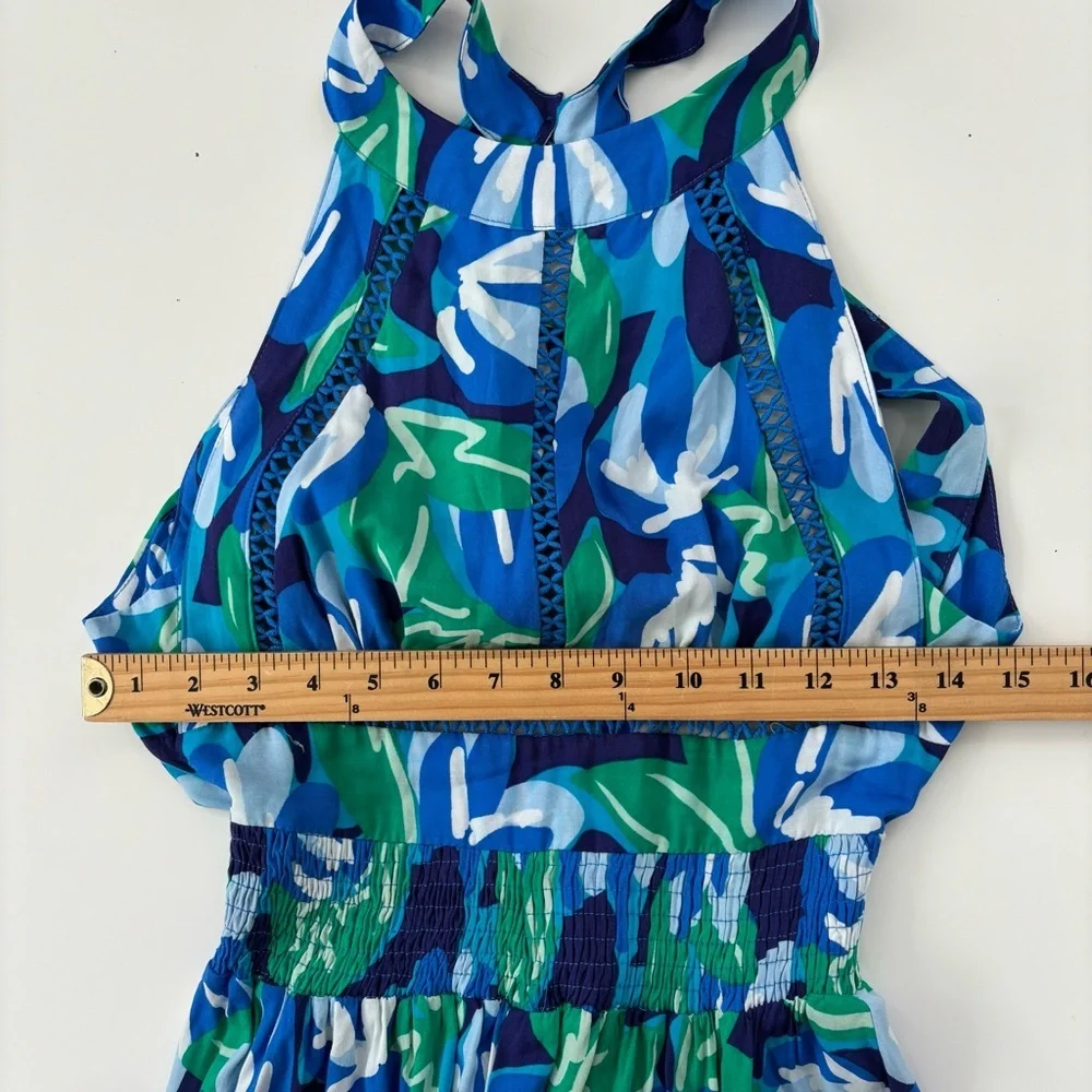 Abel the Label Blue Green Floral Tropical Halter Dress Charlotte Size Small NWT - Picture 12 of 12